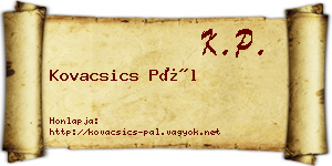 Kovacsics Pál névjegykártya